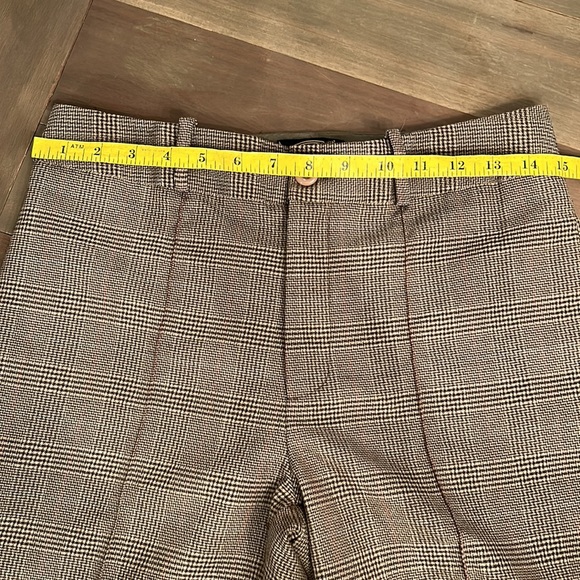 SCOOP women’s brown pleat front cropped plaid cuffed trousers. Size 0. - Picture 7 of 12